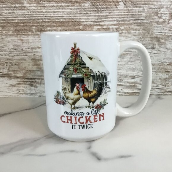 Making a List Chicken it Twice Ceramic Coffee Mug - 15 oz - Picture 5 of 5